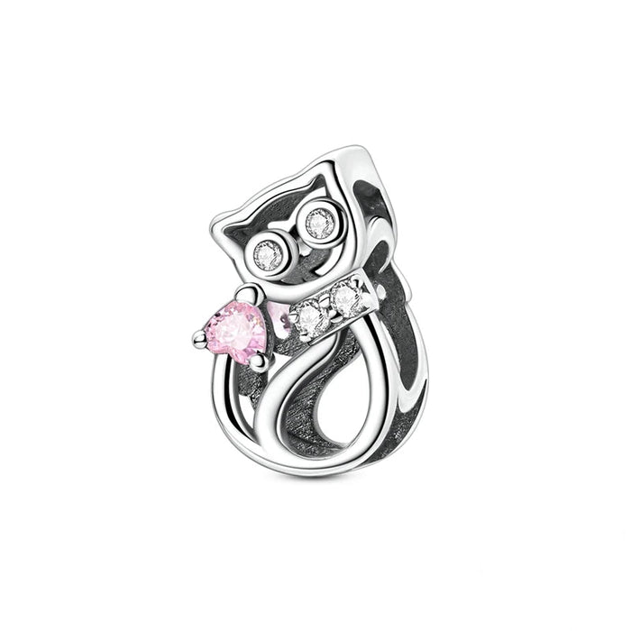 925 Sterling Silver Cat Pendant Charm For Diy Bracelet Fits Pan Gift For Women