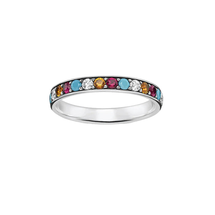 925 Sterling Silver Boho Stone Ring Colourful European Style Elegant For Women