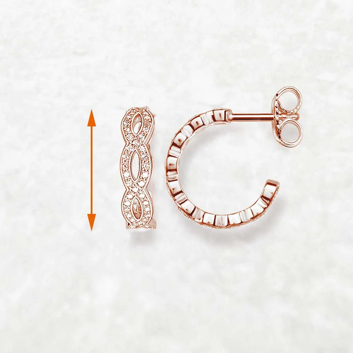 925 Sterling Silver Rose Gold Infinity Love Hoop Earrings Romantic Gift For Women