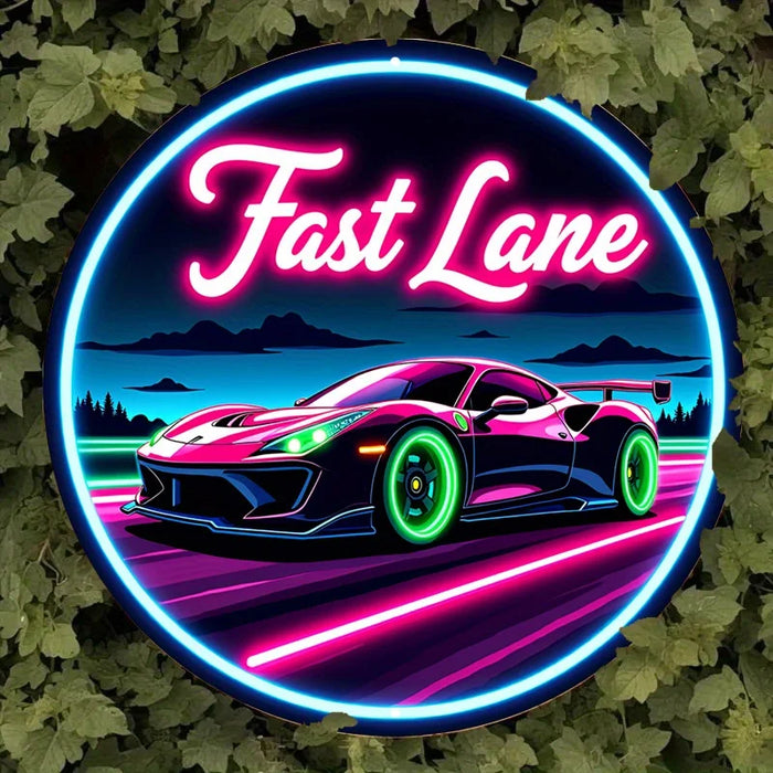 Retro Neon Car Sign Vibrant Wall Decor For Bar & Cafe