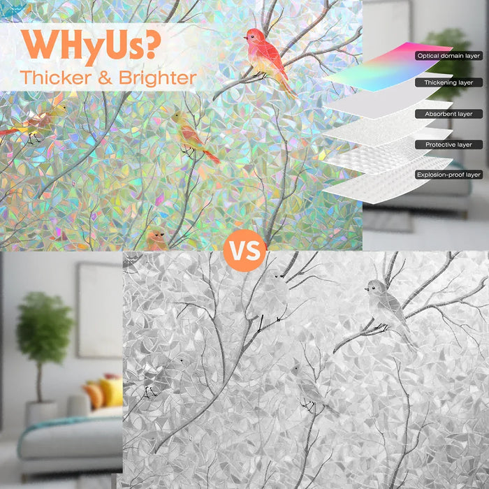 Stained Glass Hummingbird Window Film - Privacy & Decor