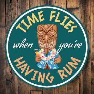 Rum-Fueled Tiki Bar Sign Metal Decor