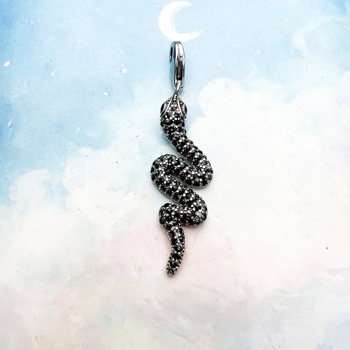 925 Sterling Silver Black Snake Pendant Trendy Gift For Women & Men