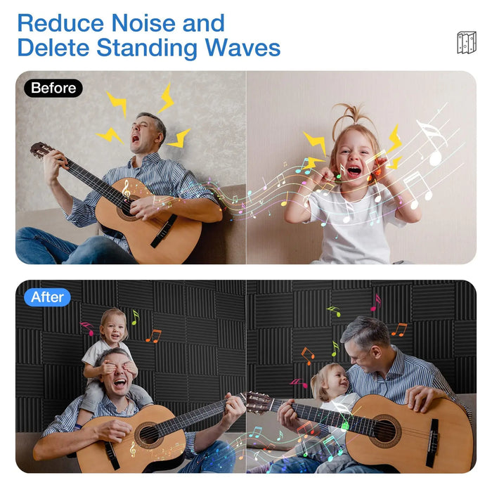 12 Pack Self Adhesive Acoustic Panels 1X12X12 Inchs Soundproof High Density