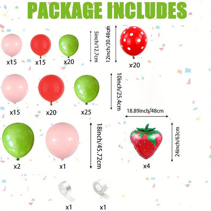 139Pcs Fruit Party Balloon Flower Ring Arch Set Strawberry Berry First Theme Shower Birthday Party Summer Party Decoration