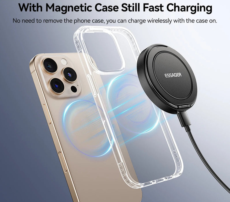 Magnetic Wireless Charger With Holder 15W Fast Charging For Iphone16 15 14 13Pro Max Airpods Mini Wireless Phone Charger