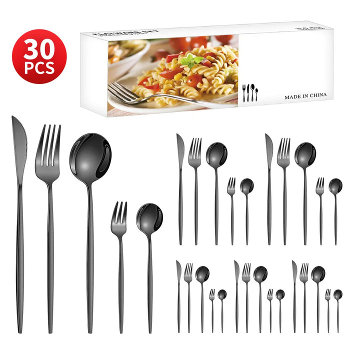 30 Piece Stainless Steel Cutlery Set For Dining Banquets