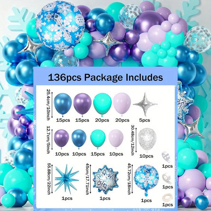 A Winter Wonderland Balloon Wreath Arch Set -136Pcs For Christmas Birthday Wedding - Indoor And Outdoor Decoration Set