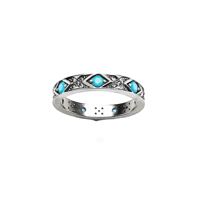 925 Sterling Silver Blue Asian Ornaments Fine Ring For Women