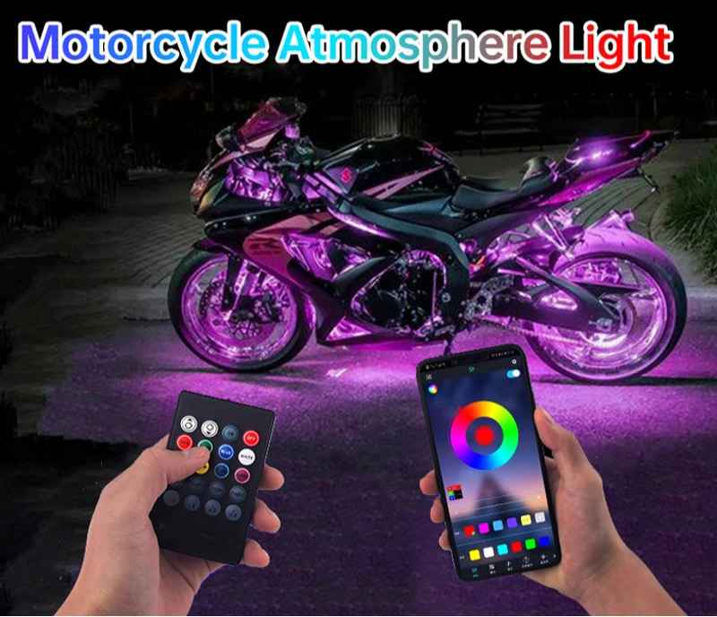 12V Rgb Led Motorcycle Car Atmosphere Foot Light Remote Control Waterproof Sound Control