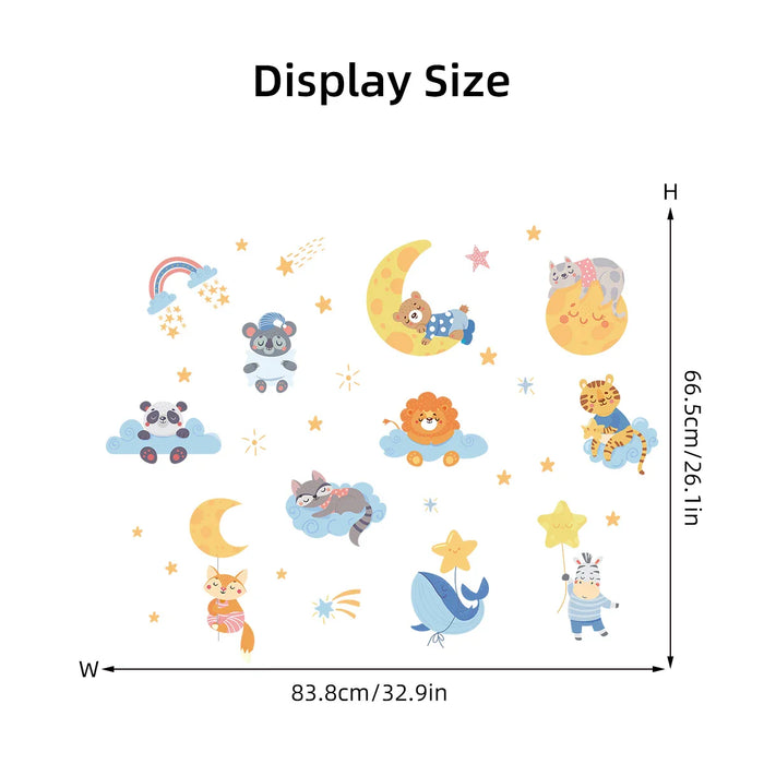 Adorable Cartoon Animal Wall Decals For Kids Room Decor