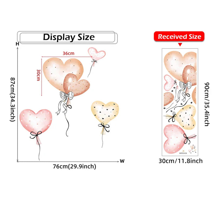 Hand Painted Heart Balloon Wall Stickers For Kids Room