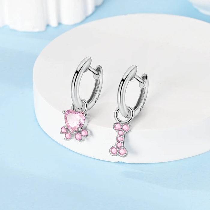 925 Sterling Silver Music Note Earrings Zircon Love Lock Hoops For Women