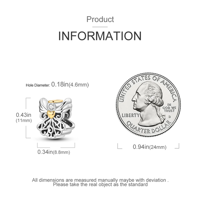 925 Sterling Silver Angel Charm Pendant Fits Bracelets Diy Party