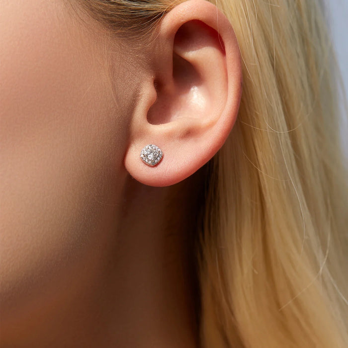 925 Sterling Silver Sparkling Moissanite Stud Earrings & Necklace Set