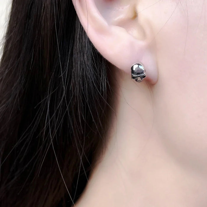 925 Sterling Silver Skull Stud Earrings Rebel Gift