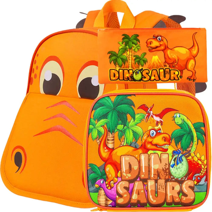 3 Piece Dinosaur Backpack Lunch Box Set For Boys 12 Preschool Bookbag