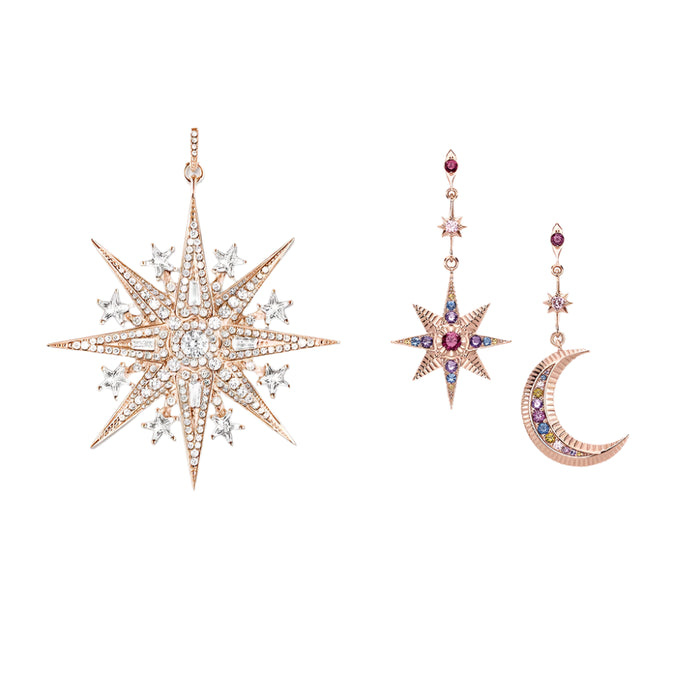 925 Sterling Silver Boho Stars & Moon Jewelry Set For Women