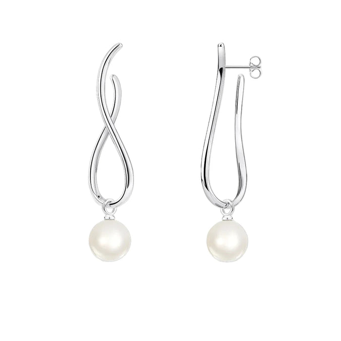 925 Sterling Silver Stylish Pearl Earrings Real Women Fine Jewelry