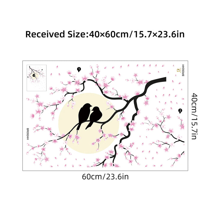 Waterproof Cherry Tree Wall Decals For Kids Room Decor