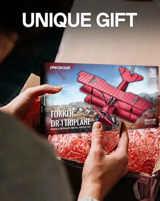 Diy 3D Metal Fokker Dr 1 Triplane Puzzle Kit Creative Gift