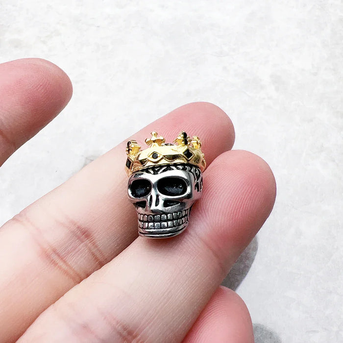 925 Sterling Silver Skull Crown Bead Winter Charm For European Bracelets Rebel Accessory For Men And Women