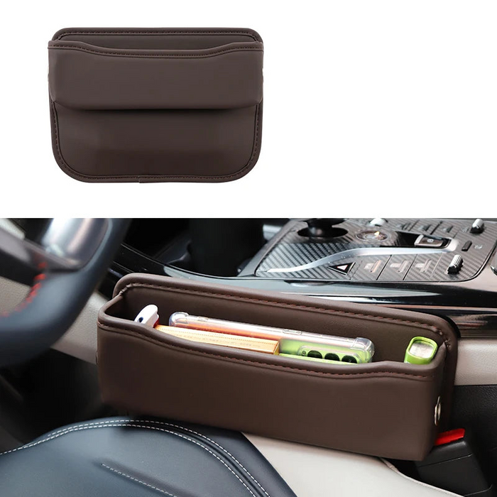 Car Seat Gap Organizer Pu Leather Storage Pocket For Keys Wallet Cup Phone Fits Most Vehicles