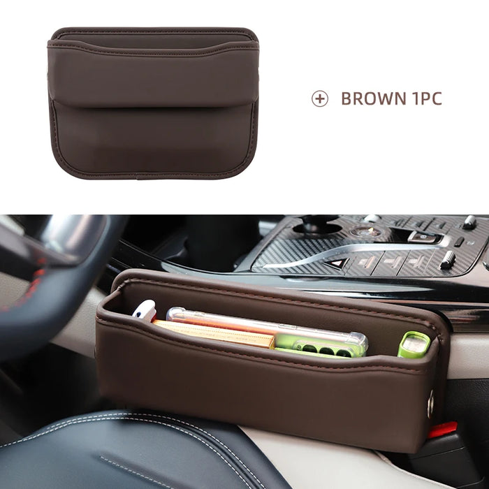 Car Seat Gap Organizer Pu Leather Storage Pocket For Keys Wallet Cup Phone Fits Most Vehicles