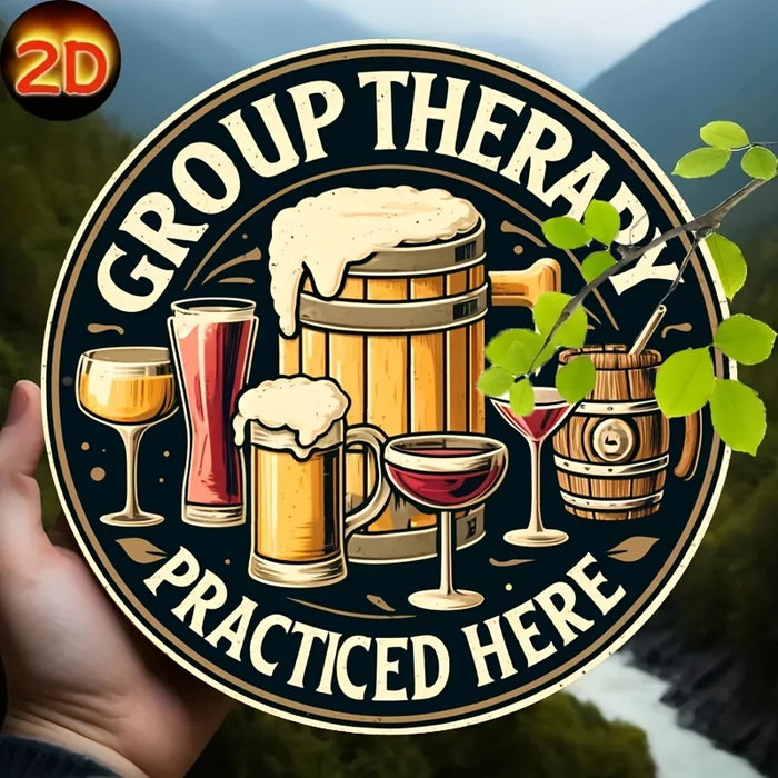 Retro Beer Bar Sign Group Therapy Here