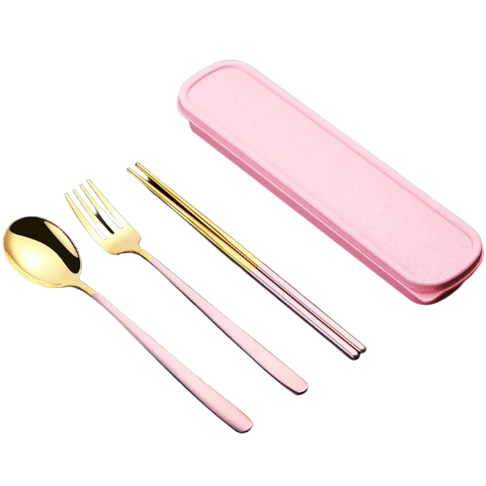3 Piece Portable Utensil Set Fork Spoon Chopsticks