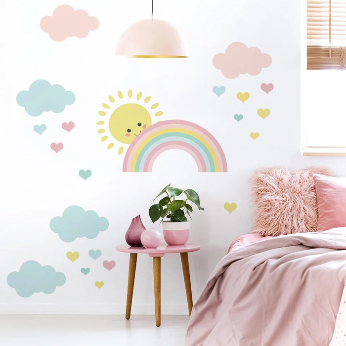Cartoon Clouds & Rainbow Wall Stickers For Nursery Decor