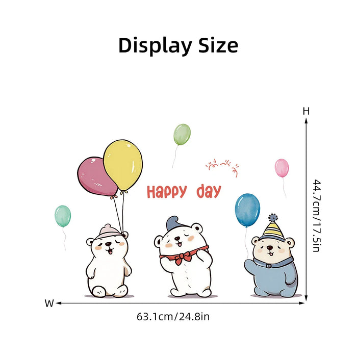 Adorable Balloon Bear Wall Stickers For Kids Room Decor