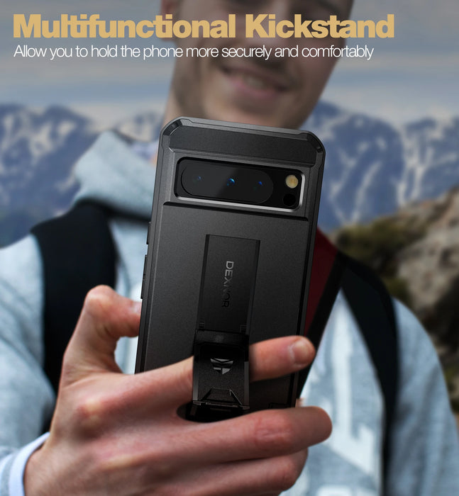 For Google Pixel 8 Pro 6.7"Heavy Duty Military Grade Protection Shockproof Rugged Case Holder Withbuilt-In Screen Protector