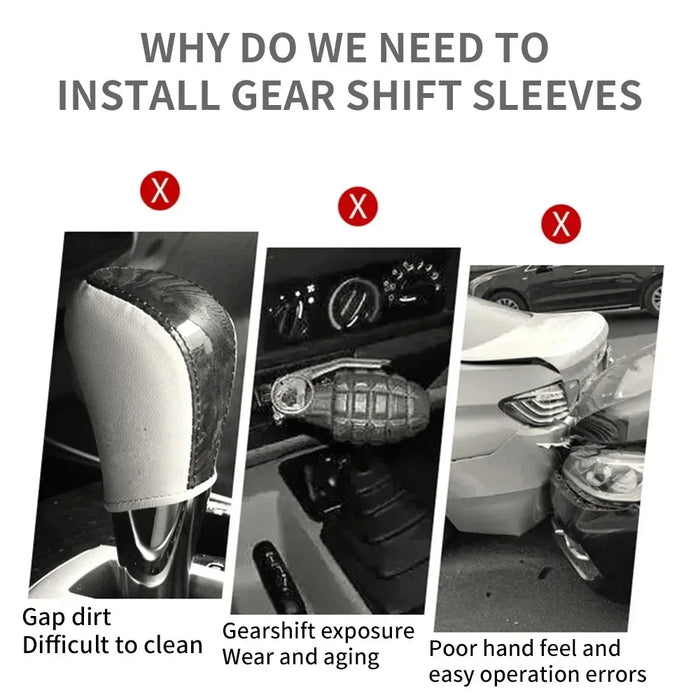 Soft Pu Leather Car Shift Handle Cover Non-Slip & Wear-Resistant Knob Decor Interior Accessory