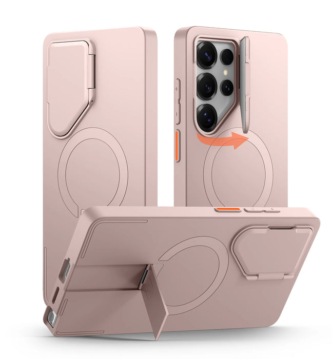 For Samsung Galaxy S25 Ultra 6.9 Inch Magnetic Protective Case With Camera Protector & Adjustable Metal Kickstand
