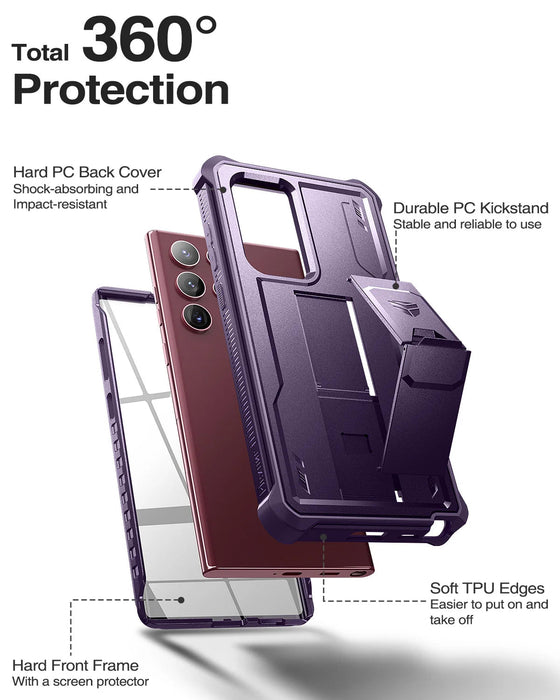 For Samsung Galaxy S22 Ultra Full Body Bumper Military Armor Shockproof Case Bracket With Built-In Screen Protector