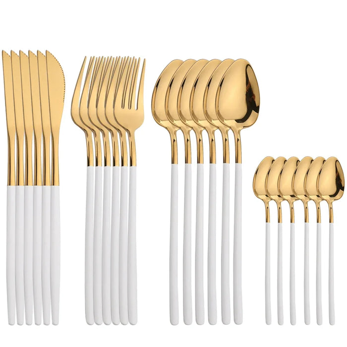 24 Piece Gold Stainless Steel Flatware Set