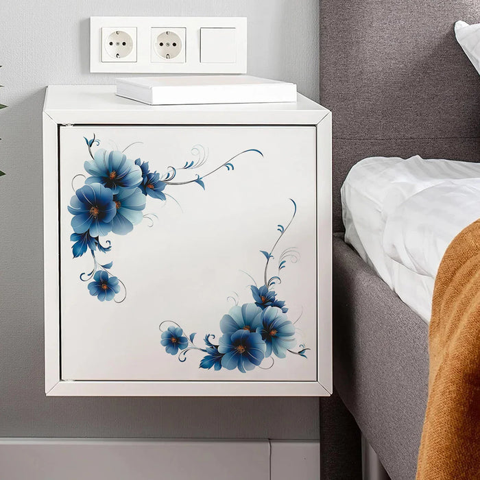 Watercolour Blue Flower Wall Sticker For Living Room Decor