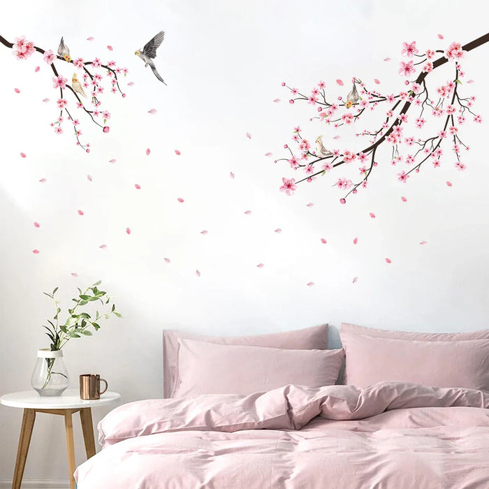 Watercolour Bird & Sakura Flower Wall Sticker For Home Decor