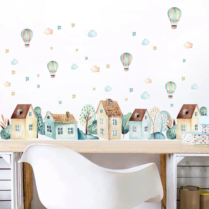 Colourful Hot Air Balloon Wall Stickers For Kids Room Decor