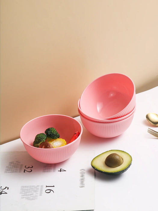 4 / 8 Piece Pink Vertical Grain Bowl Set Reusable & Drop Resistant For Camping