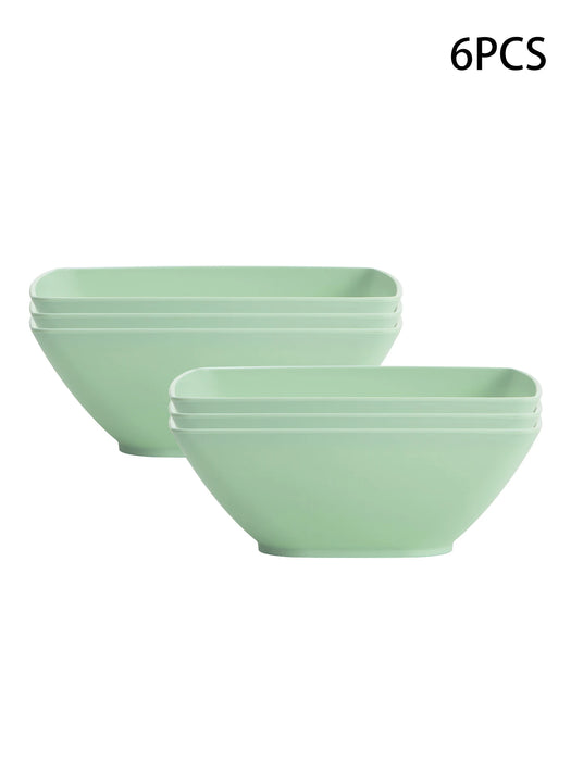 2 / 6 / 12 Piece Reusable Large Plastic Green Square Bowls Ideal For Soup Noodles Oatmeal