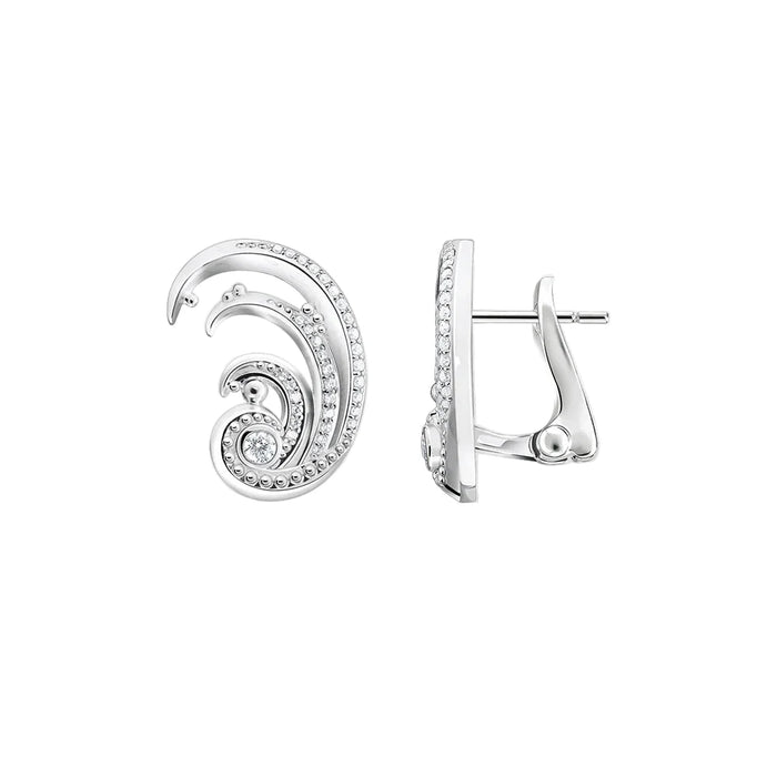 925 Sterling Silver White Wave Ear Clip Ocean Inspired Jewelry