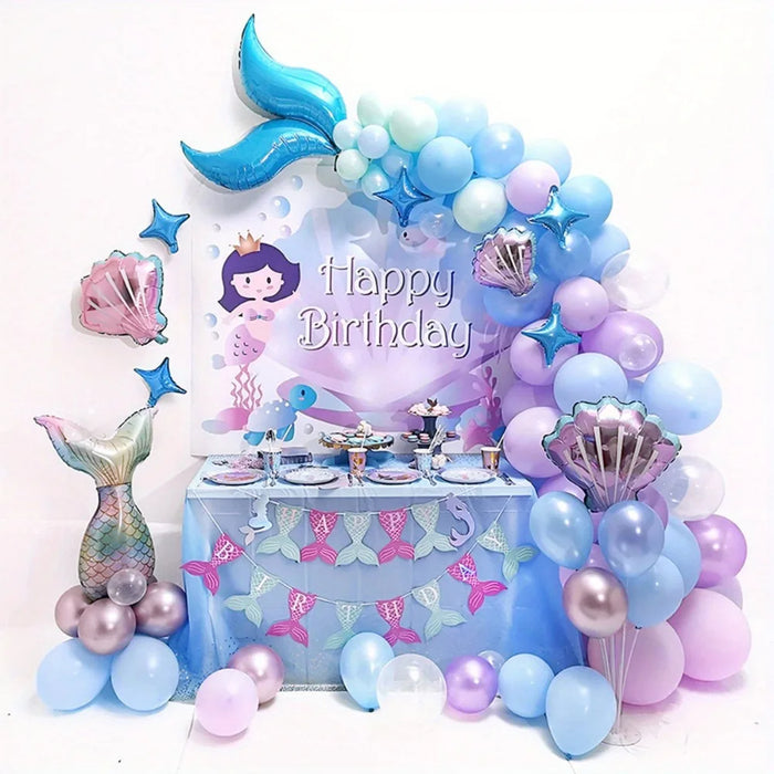 87Pcs Mermaid Themed Scene Decoration Summer Party Decoration Wedding Decoration Birthday And Sweet Celebration