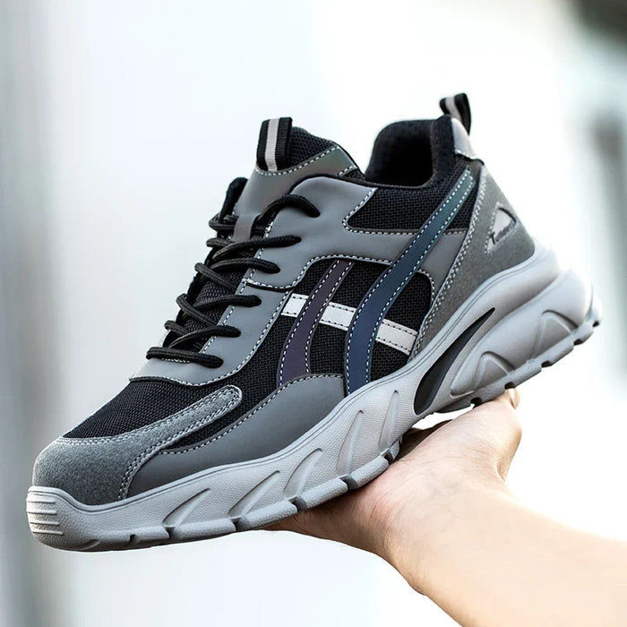 Mens Steel Toe Work Shoes - Puncture Proof Safety Sneakers Protective Footwear For Work