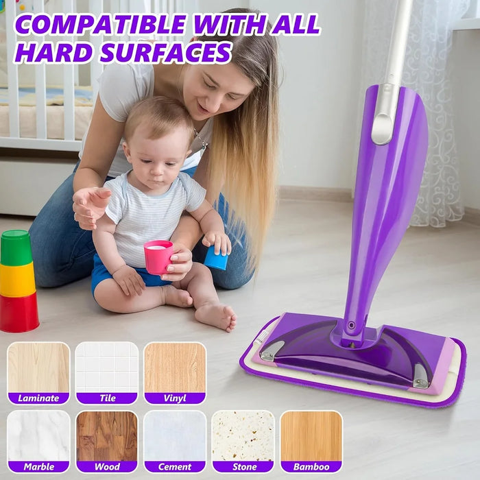 5 Pieces Reusable Mop Pads Compatible With Swiffer Wetjet Mops Wet Dry Head For Swiffer Wet Jet Mop Hardwood Floor Cleaning Purple