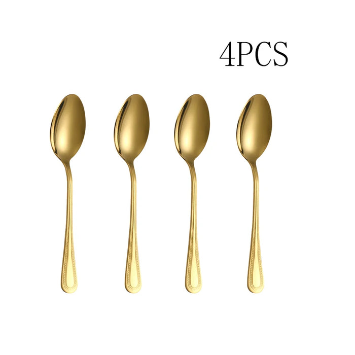 4 / 8 / 12 Piece Light Gold Stainless Steel Dessert / Coffee Spoons For Home / Hotel / Restaurant