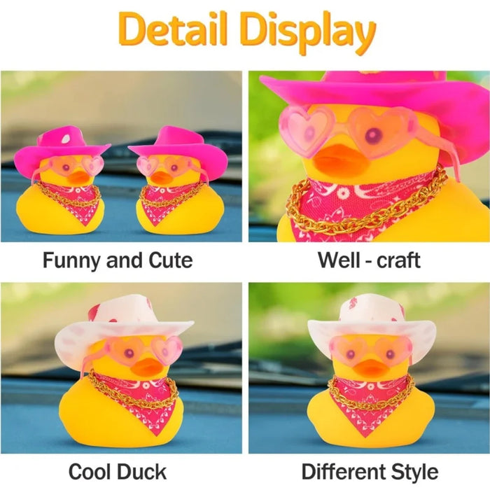 Yellow Cowboy Duck Car Ornaments With Hat And Sunglasses