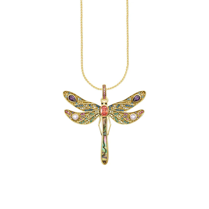 925 Sterling Silver Golden Dragonfly Necklace Jewelry For Women