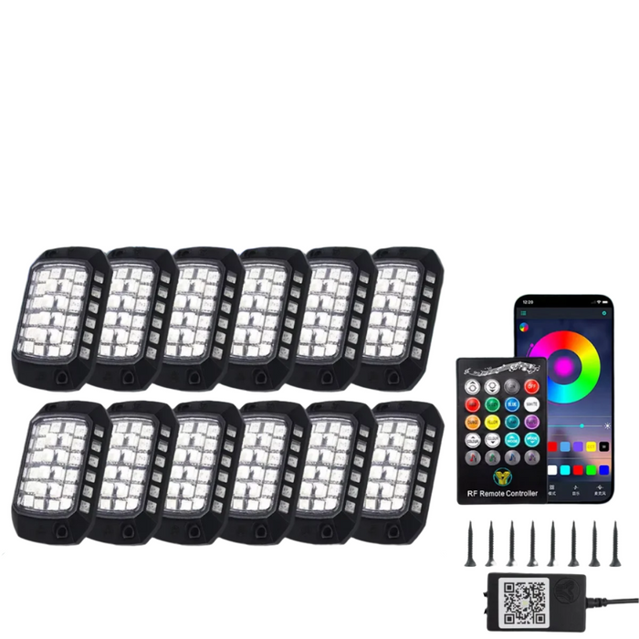 Rgb 3D Lens Led Rock Lights Remote Control Offroad / Atv / Jeep / Car